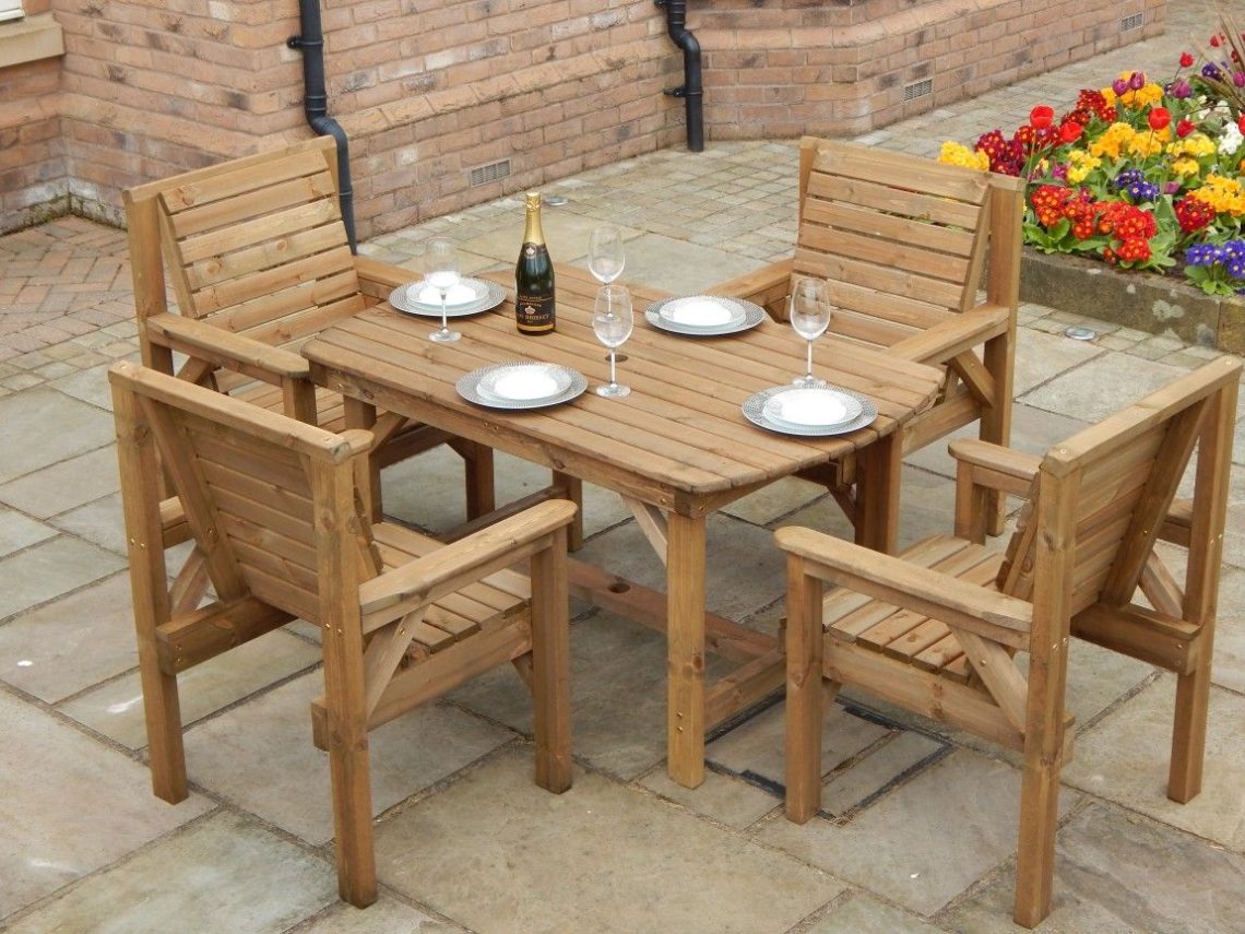 wooden garden table and chairs